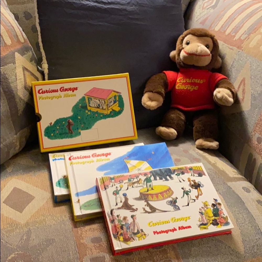 Curious George plush with boxed photo album set